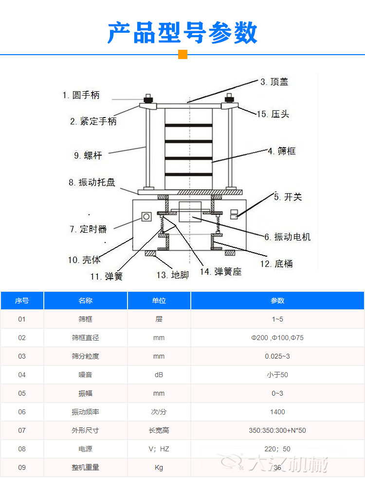 實(shí)驗(yàn)室振動篩型號參數(shù)